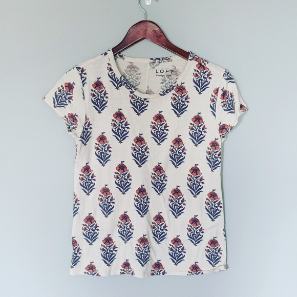 LOFT Tops - LOFT Vintage Soft Medallion Cream Blouse